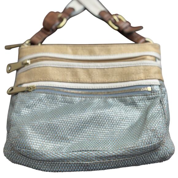 Women's Fossil Leather Crossbody Gray Khaki Purse Shoulder Bag - Picture 10 of 10